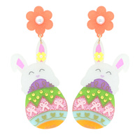 FLORAL RABBIT EASTER EGG HUNT ACETATE EARRINGS