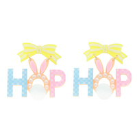 HOP LETTER ACETATE EASTER COTTON TAIL EARRINGS