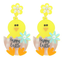 HAPPY EASTER HATCHED CHICK ACETATE EARRINGS