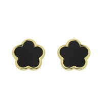 QUATREFOIL ENAMEL GEMSTONE STUD EARRINGS