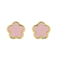 QUATREFOIL ENAMEL GEMSTONE STUD EARRINGS
