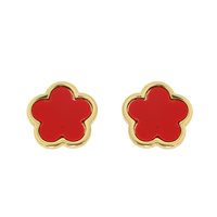 QUATREFOIL ENAMEL GEMSTONE STUD EARRINGS