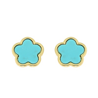 QUATREFOIL ENAMEL GEMSTONE STUD EARRINGS