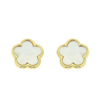 QUATREFOIL ENAMEL GEMSTONE STUD EARRINGS