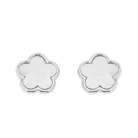 QUATREFOIL ENAMEL GEMSTONE STUD EARRINGS