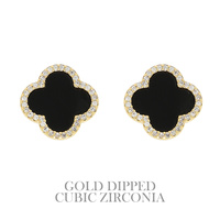 GOLD-DIPPED ENAMEL QUATREFOIL EARRINGS
