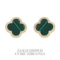 GOLD-DIPPED ENAMEL QUATREFOIL EARRINGS