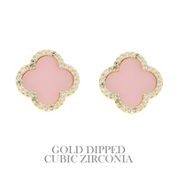 GOLD-DIPPED ENAMEL QUATREFOIL EARRINGS