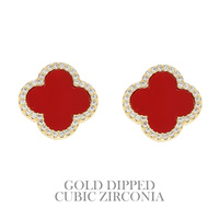 GOLD-DIPPED ENAMEL QUATREFOIL EARRINGS