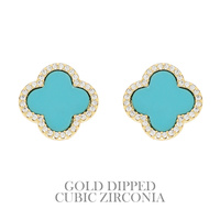 GOLD-DIPPED ENAMEL QUATREFOIL EARRINGS