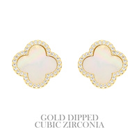 GOLD-DIPPED ENAMEL QUATREFOIL EARRINGS