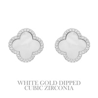 GOLD-DIPPED ENAMEL QUATREFOIL EARRINGS