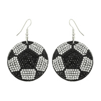 GAME DAY SOCCER BALL RHINESTONE SUEDE BACKED DROP EARRINGS