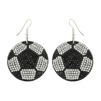 GAME DAY SOCCER BALL RHINESTONE SUEDE BACKED DROP EARRINGS