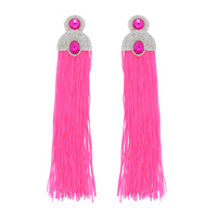BOHEMIAN JEWELED ARCH NEON TASSEL EARRINGS