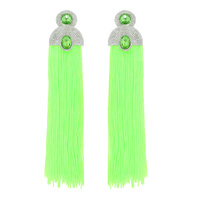 BOHEMIAN JEWELED ARCH NEON TASSEL EARRINGS