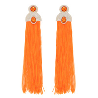 BOHEMIAN JEWELED ARCH NEON TASSEL EARRINGS