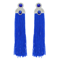 BOHEMIAN JEWELED ARCH NEON TASSEL EARRINGS