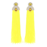 BOHEMIAN JEWELED ARCH NEON TASSEL EARRINGS