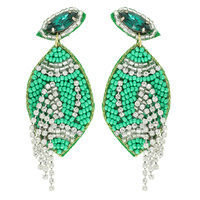 FOOTBALL CRYSTAL SEED BEADED POST EARRINGS