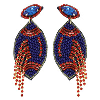 FOOTBALL CRYSTAL SEED BEADED POST EARRINGS