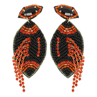 FOOTBALL CRYSTAL SEED BEADED POST EARRINGS