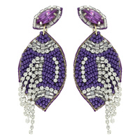 FOOTBALL CRYSTAL SEED BEADED POST EARRINGS