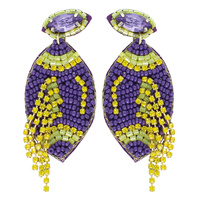 FOOTBALL CRYSTAL SEED BEADED POST EARRINGS