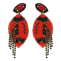FOOTBALL CRYSTAL SEED BEADED POST EARRINGS