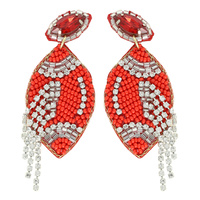 FOOTBALL CRYSTAL SEED BEADED POST EARRINGS