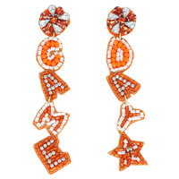GAME DAY LETTER BEADED RHINESTONE POST EARRINGS