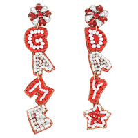 GAME DAY LETTER BEADED RHINESTONE POST EARRINGS