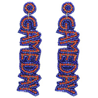 GAME DAY LETTER BEADED RHINESTONE POST EARRINGS
