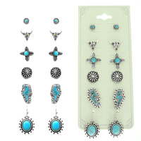 6-PAIR WESTERN MOTIF HAND CRAFTED EARRING SET