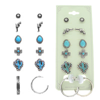 6-PAIR WESTERN MOTIF HAND CRAFTED EARRING SET