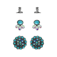 3-PAIR WESTERN MOTIF HAND CRAFTED EARRING SET