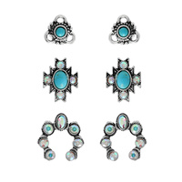 3-PAIR WESTERN MOTIF HAND CRAFTED EARRING SET