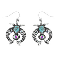 WESTERN TURQUOISE SQUASH BLOSSOM EARRINGS