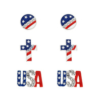 3-PACK PATRIOTIC RHINESTONE POST EARRINGS