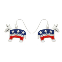 PATRIOTIC U.S. FLAG ENAMEL DONKEY EARRINGS