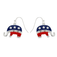 PATRIOTIC U.S. FLAG ENAMEL ELEPHANT EARRINGS