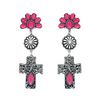 WESTERN TURQUOISE FILIGREE CROSS DROP EARRINGS