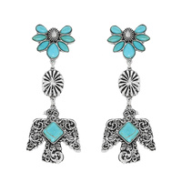 WESTERN TURQUOISE FILIGREE BIRD DROP POST EARRINGS