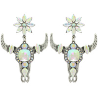 WESTERN GEMSTONE RHINESTONE LONGHORN EARRINGS