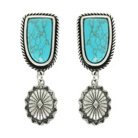 WESTERN TURQUOISE FLORAL CONCHO EARRINGS