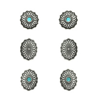 3-PAIR WESTERN TURQUOISE CONCHO EARRING SET