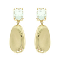 CRYSTAL OVAL CHARM DANGLE EARRINGS