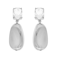 CRYSTAL OVAL CHARM DANGLE EARRINGS