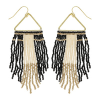 WESTERN NATIVE AMERICAN BEAD FRINGE EARRINGS
