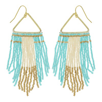 WESTERN NATIVE AMERICAN BEAD FRINGE EARRINGS